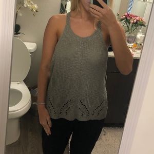 Grey knit sweater tank top